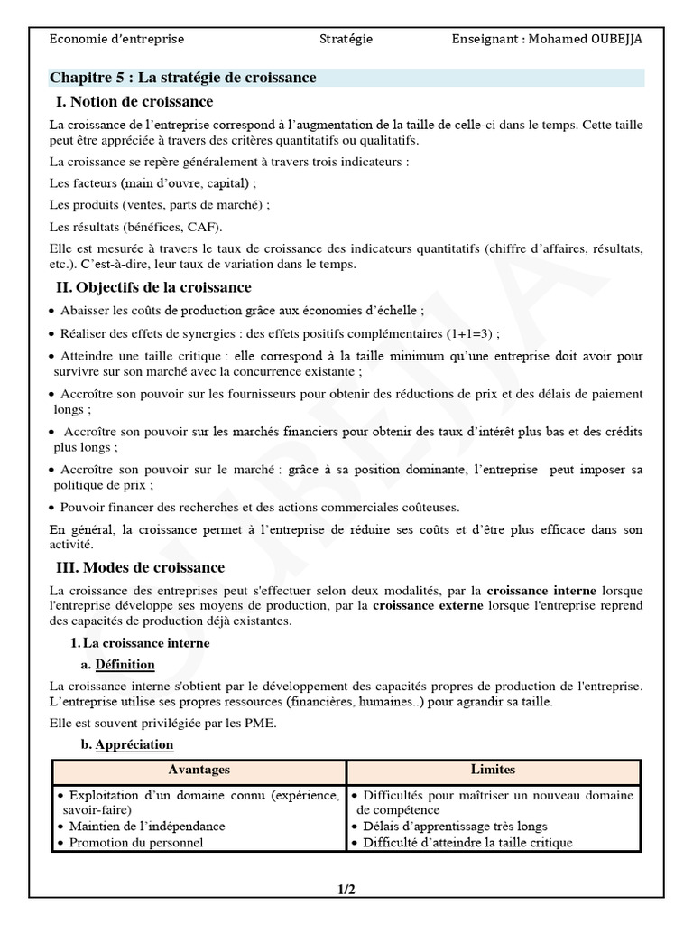 Stratégies de Croissance d'Entreprise | PDF | Offre publique ...