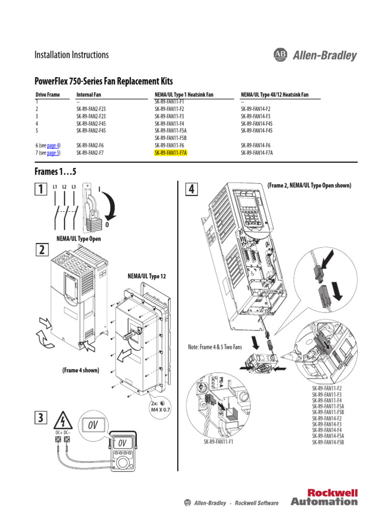 Powerflex 750Series Fan Replacement Kits Installation Instructions PDF