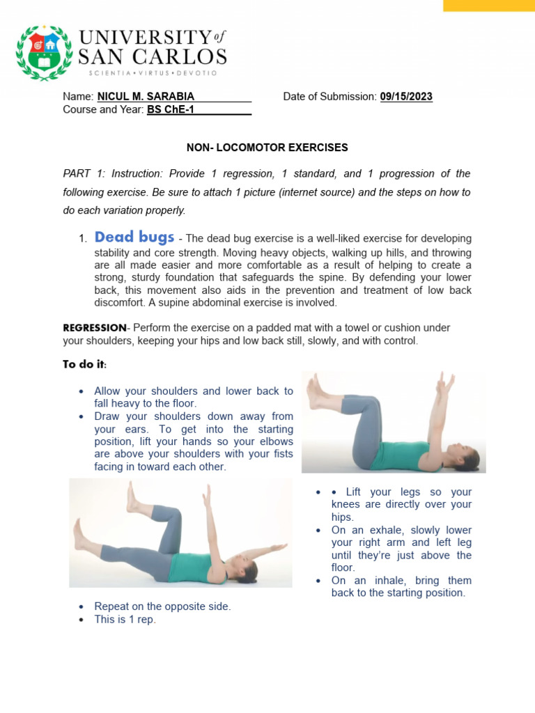 Non Locomotor Exercise Compilation | PDF | Balance (Ability) | Human ...