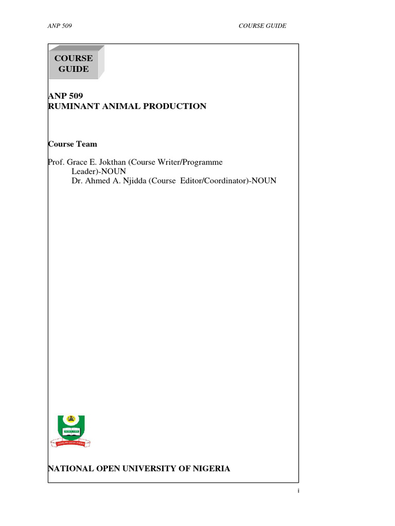 Ruminant Animal Production Course Guide | PDF | Cattle | Ruminant