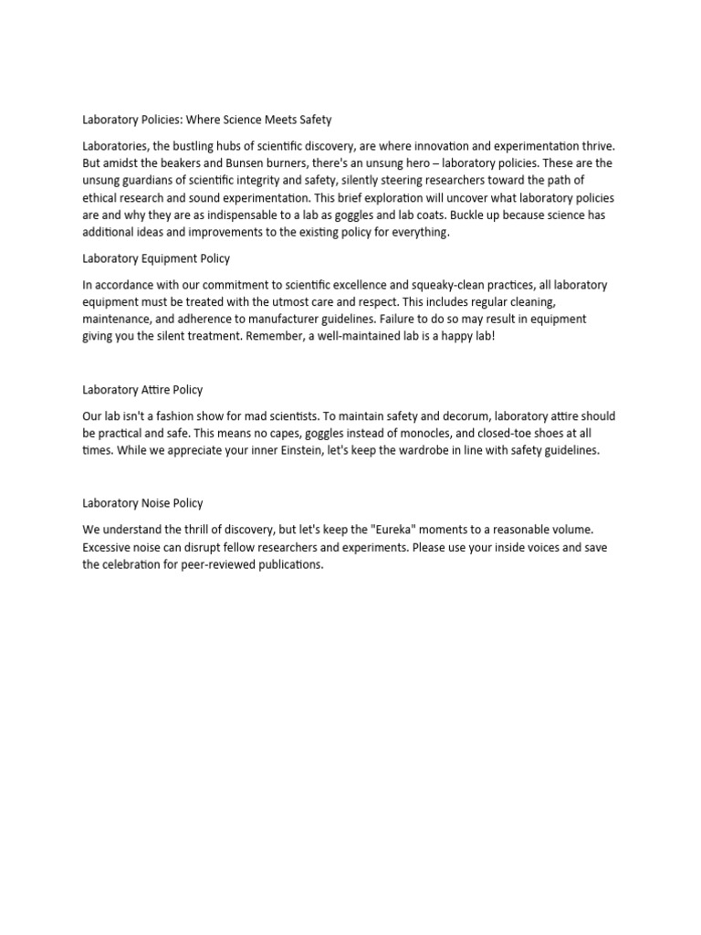 Laboratory Policies PDF