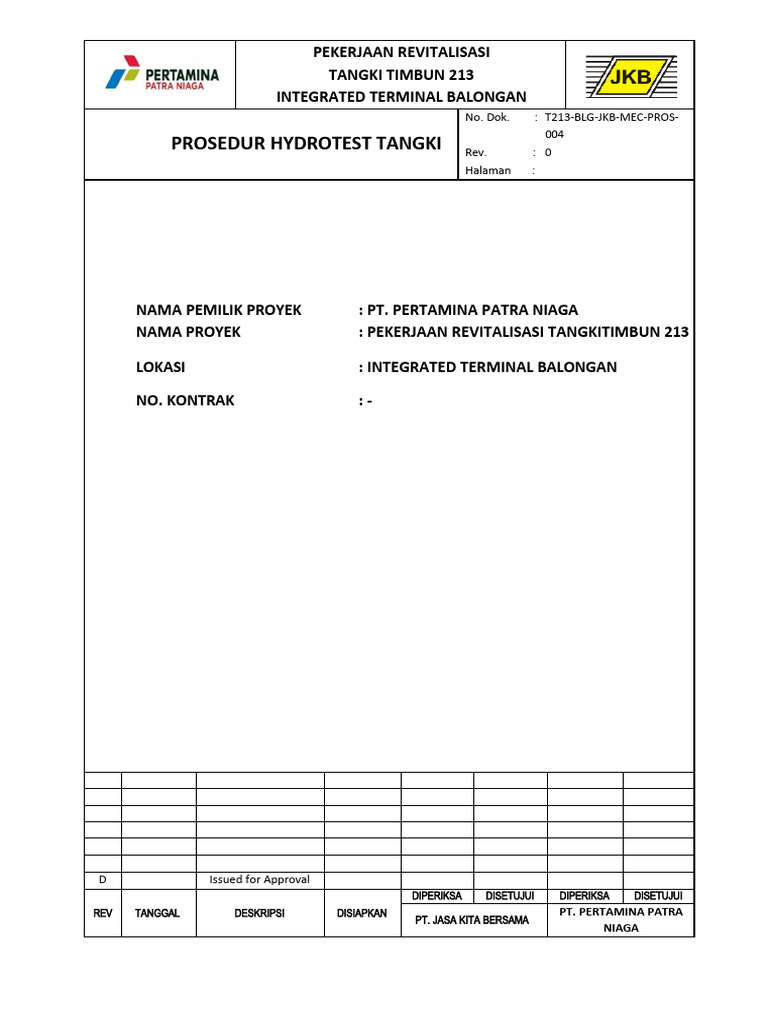 Hydrostatic Test Procedure Tank PDF