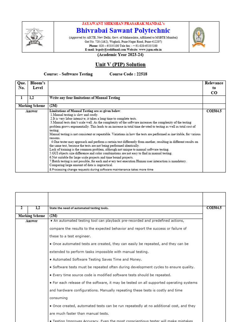 STE - Unit V (PIP) | PDF | Software Testing | Software