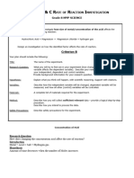 Arlan G8 Rate of Reaction Criteria B & C