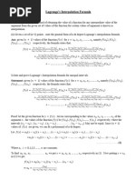 Lagranges Interpolation Formula