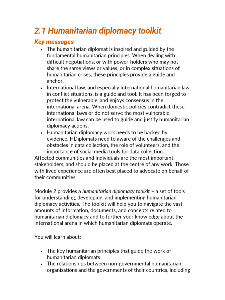 Humanitarian Diplomacy Toolkit Pdf