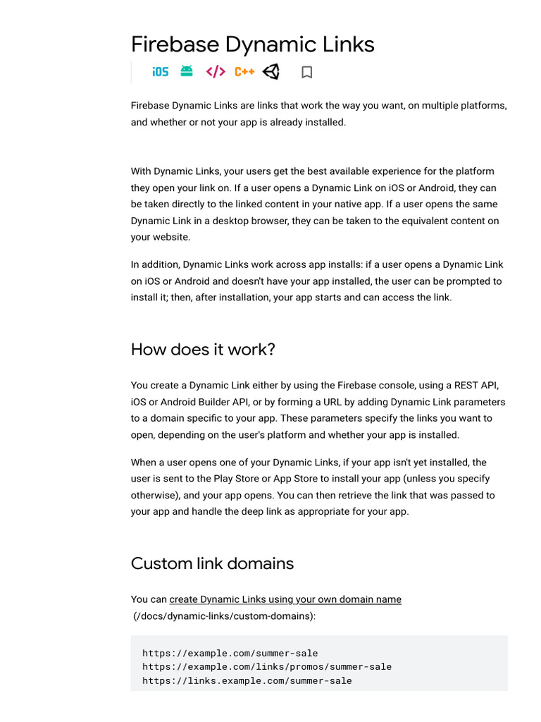 Firebase Dynamic Links Overview | PDF | Mobile App | Android (Operating ...