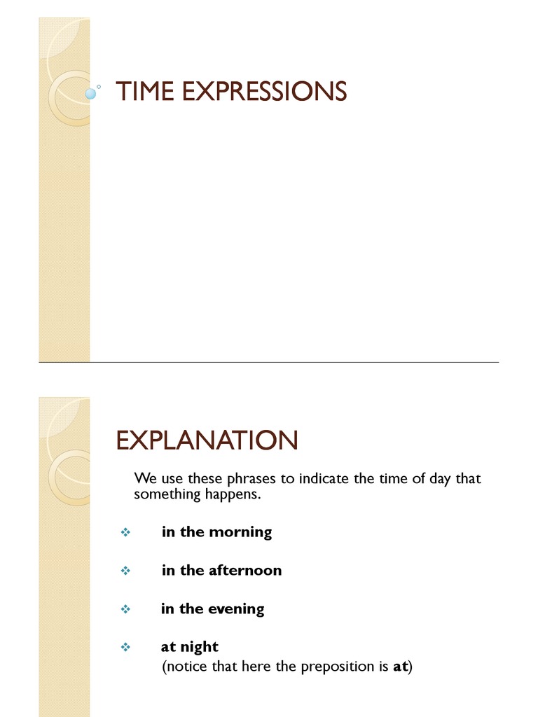 Understanding Time Expressions in English | PDF