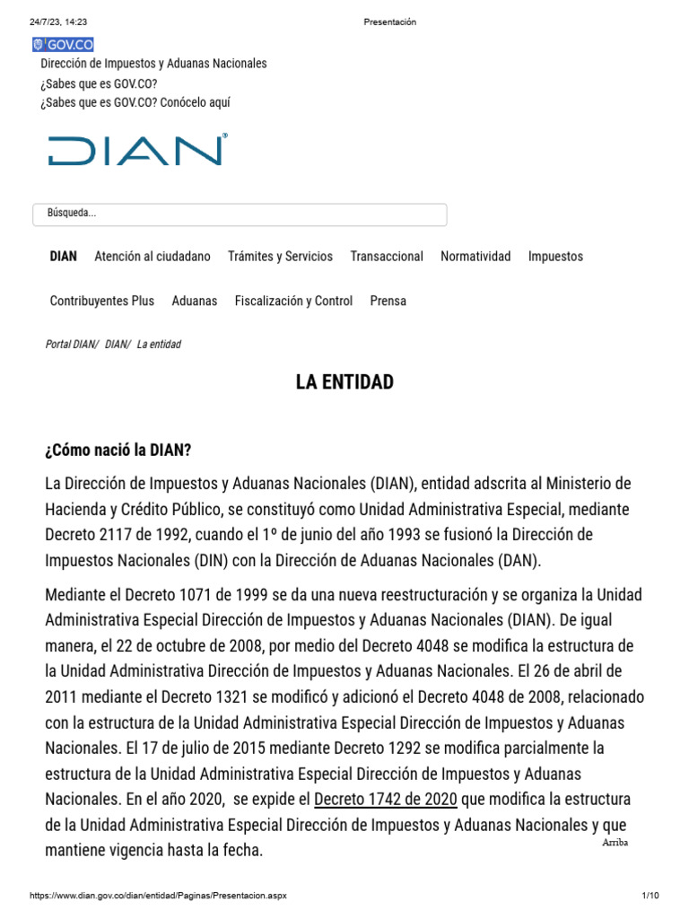 Historia y Funciones de la DIAN | PDF | Comercio | Negocios Internacionales