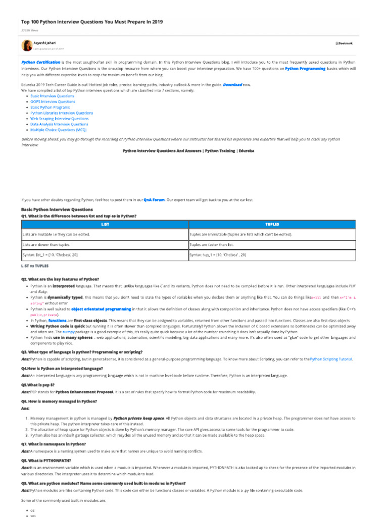 Top 100 Python Programs Pdf