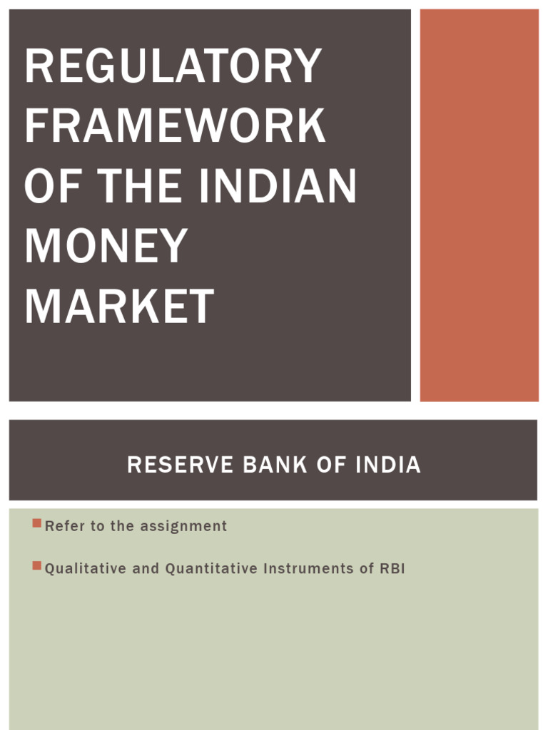 Indian Money Market Regulation Overview | PDF | Reserve Bank Of India ...