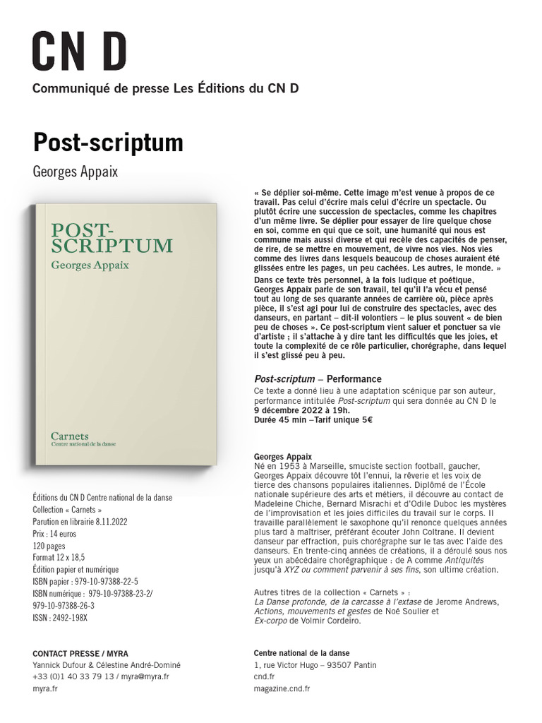 Post-scriptum de Georges Appaix | PDF | Arts du spectacle | Divertissement