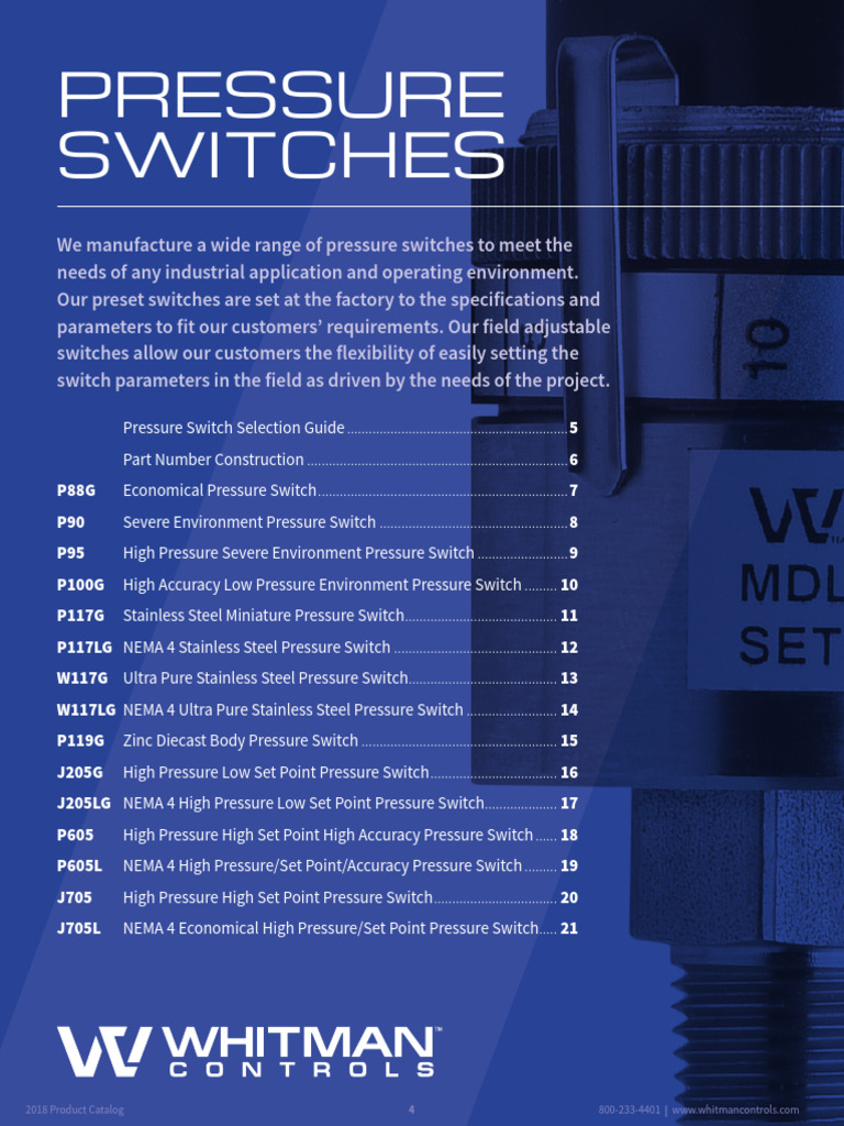 Whitman Controls Catalog Pressure Switches | PDF