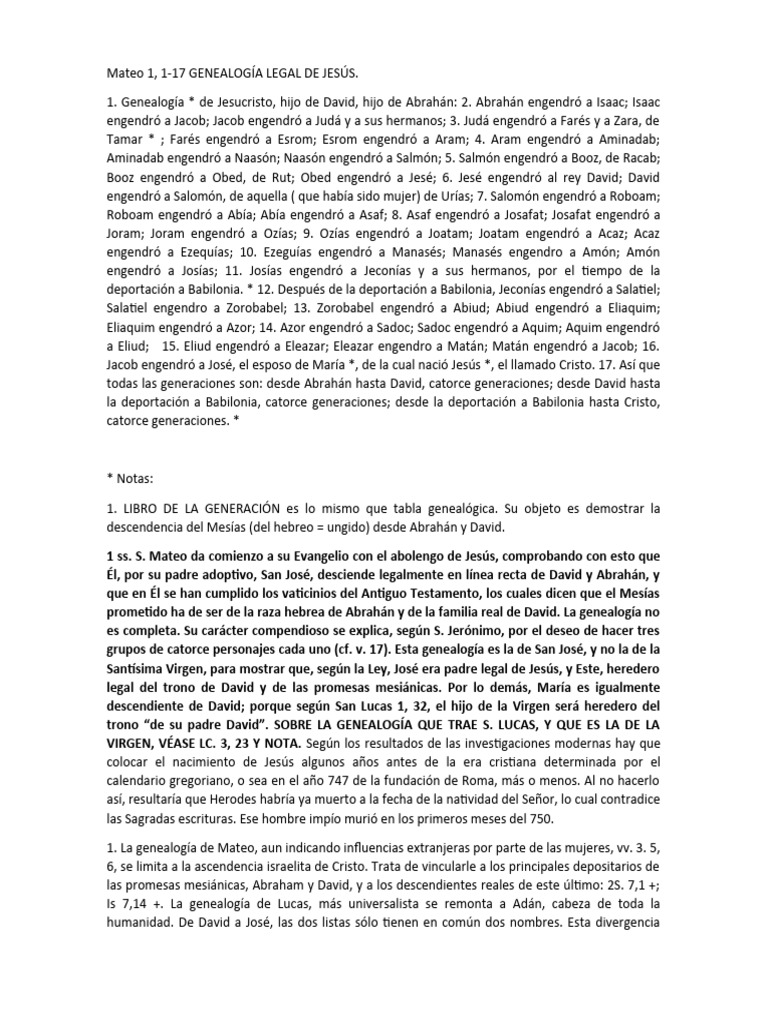 Mateo 1 1 17 Genealogía Legal De Jesüs Pdf María Madre De Jesús