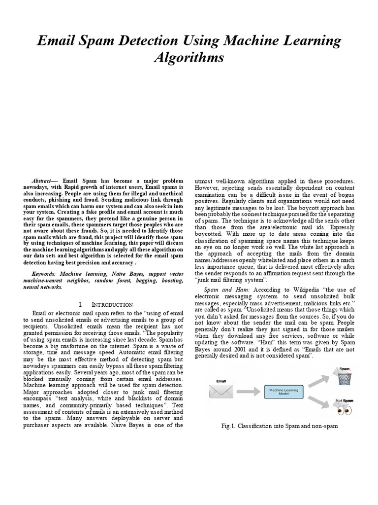 Machine Learning for Email Spam Detection | PDF | Email Spam | Learning