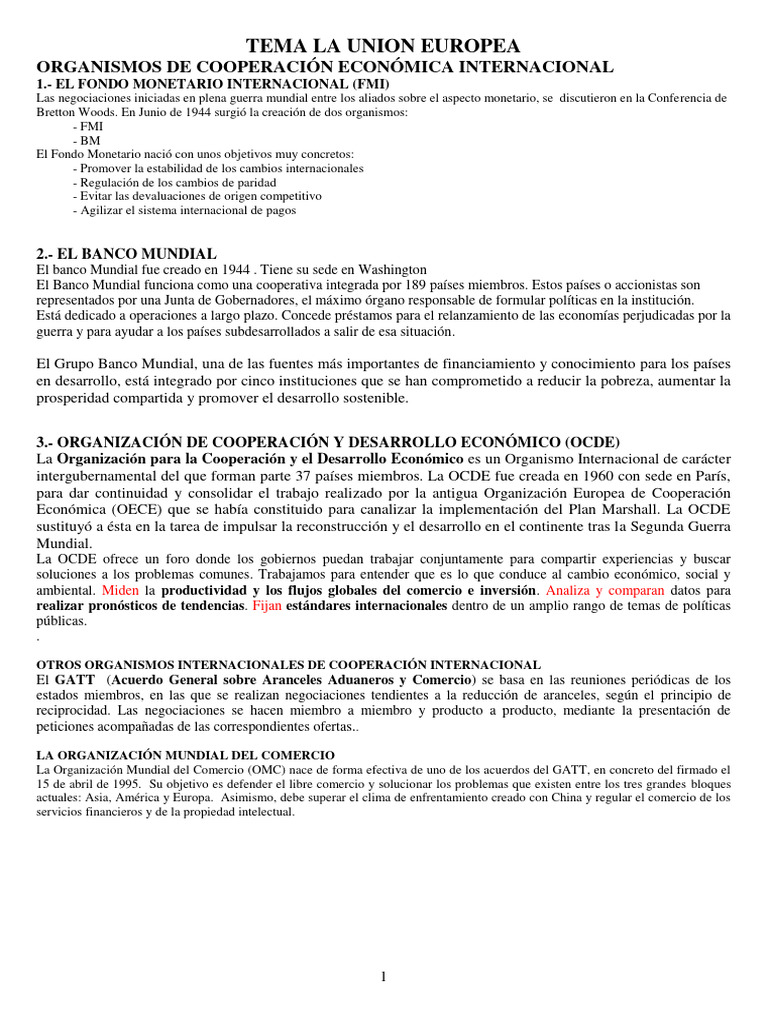 Historia y Organismos de la UE | PDF | Política mundial | Parlamento ...