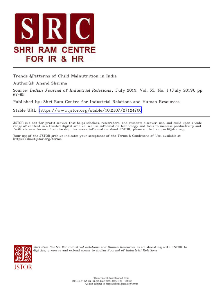 Trends & Patterns of Child Malnutrition in India-Case Study | PDF ...