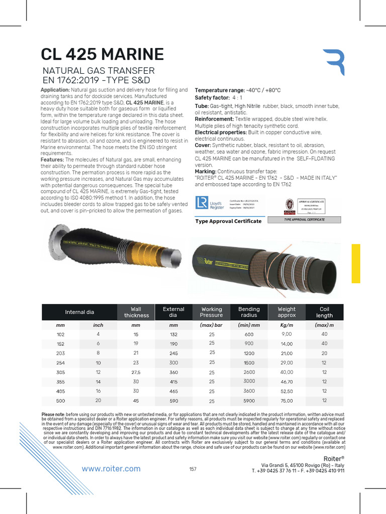 CL 425 MARINE Floating Hose - Gas | PDF