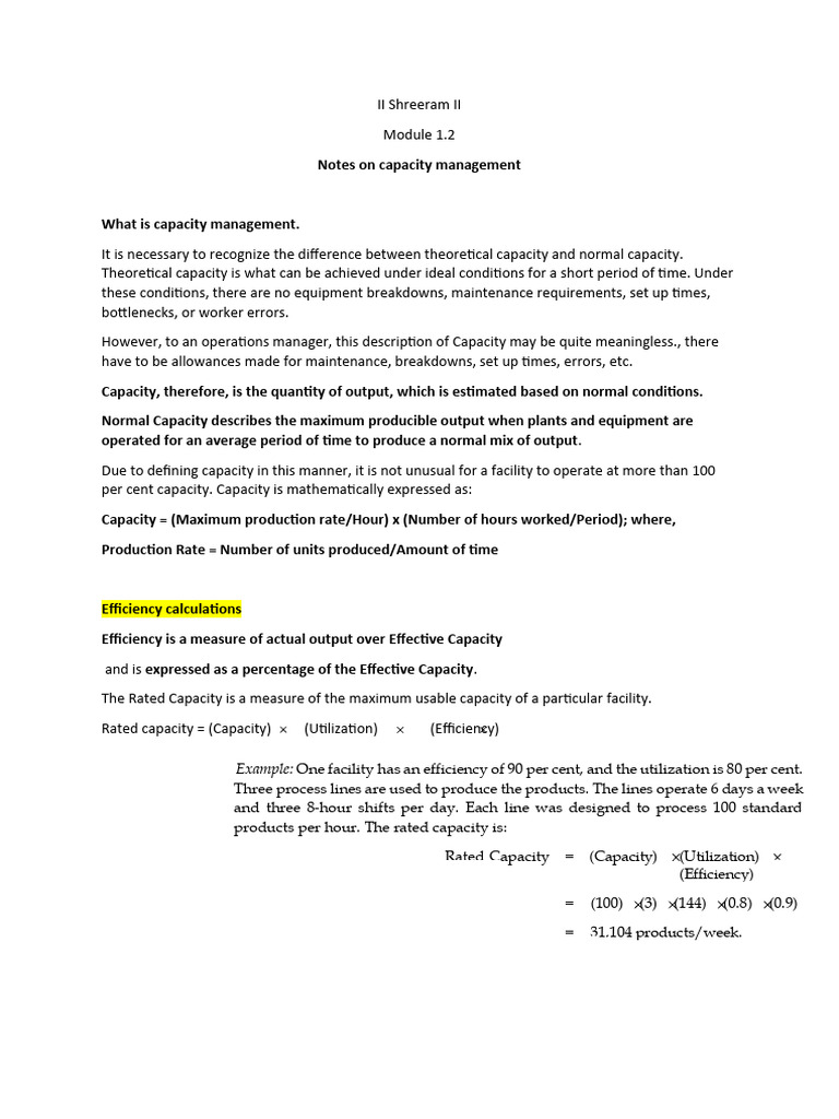 Production Capacity Module 1 Pdf