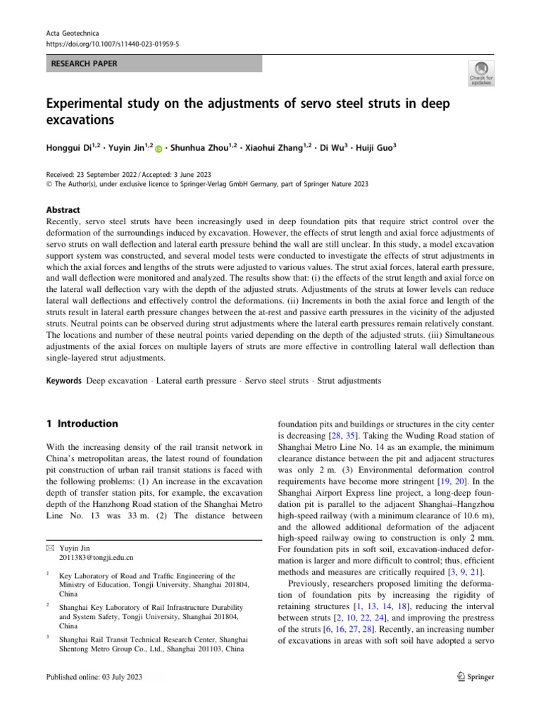 Servo Steel Strut Adjustments in Excavations | PDF | Rail Transport ...
