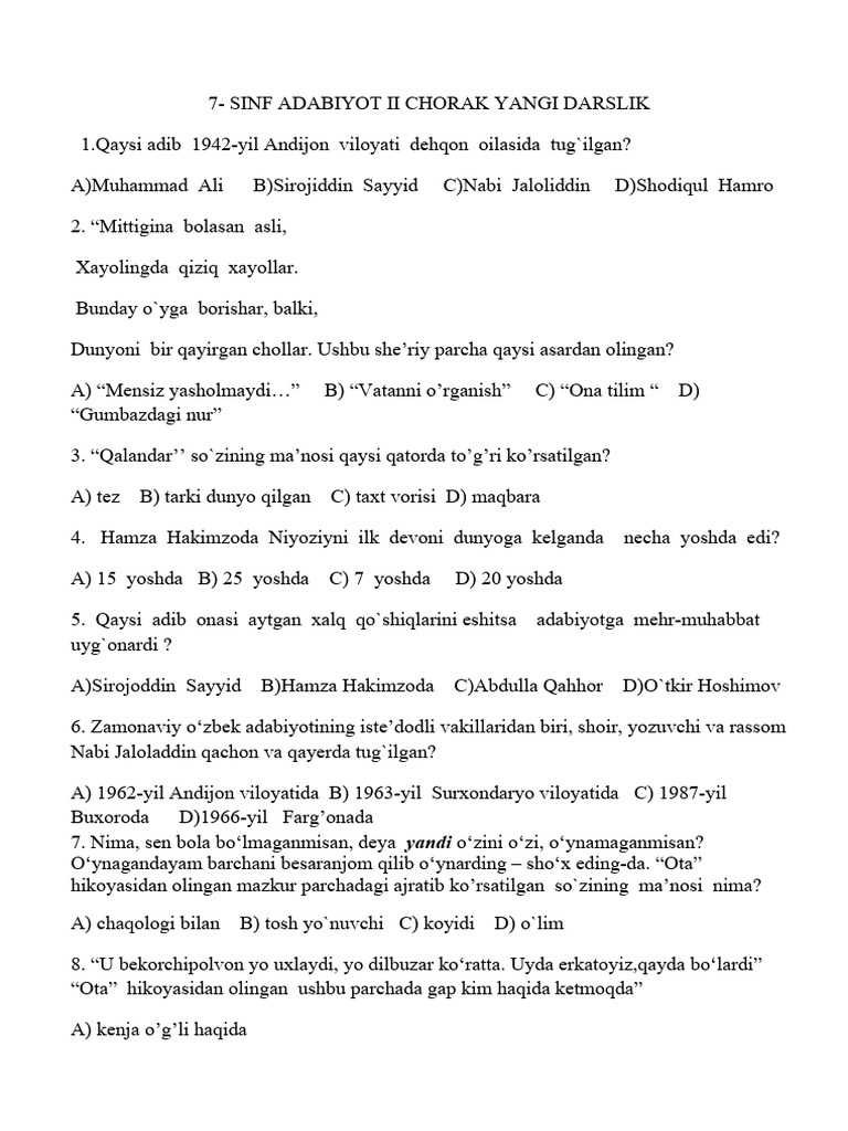 7 sinf adabiyot kitobi yangi