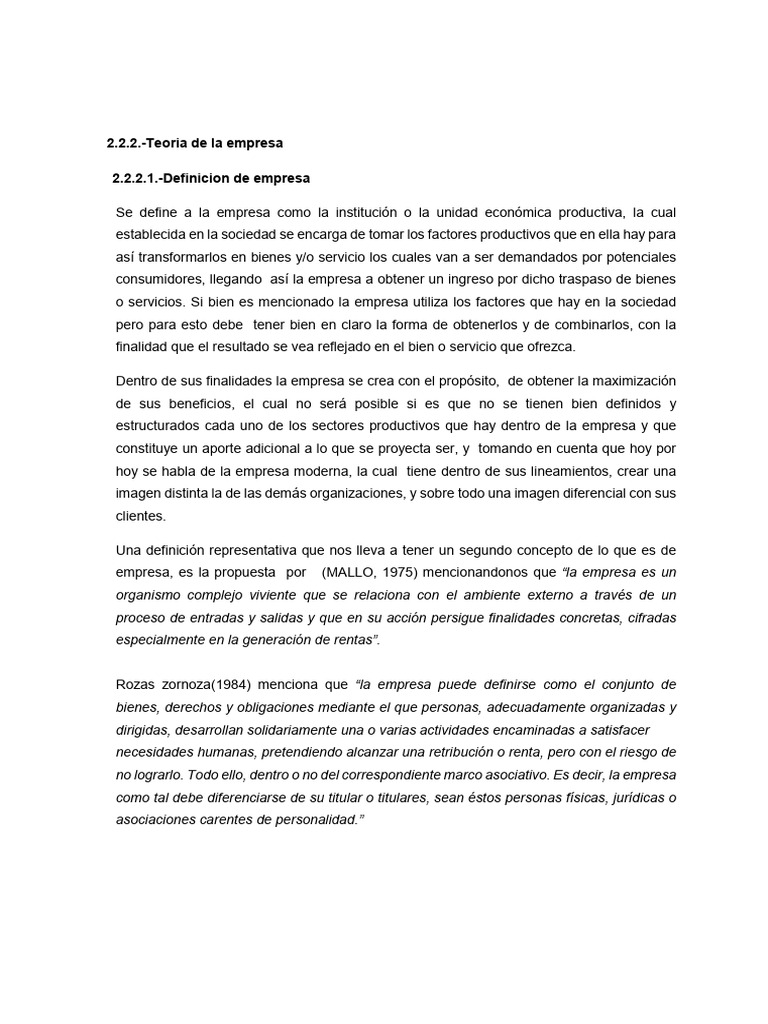 Definición y Teoría de la Empresa | PDF | Negocios | Finanzas y dinero
