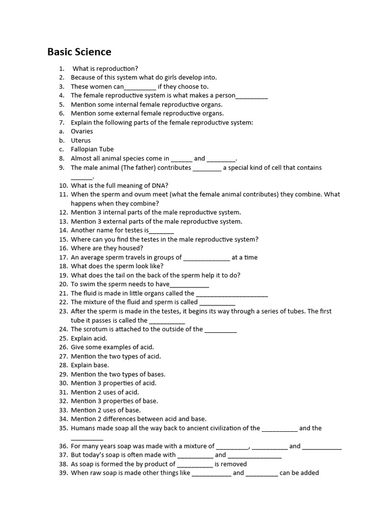 Basic Science Questions | PDF | Reproductive System | Temperature
