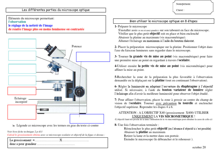 Parties et utilisation du microscope optique | PDF | Objectif ...