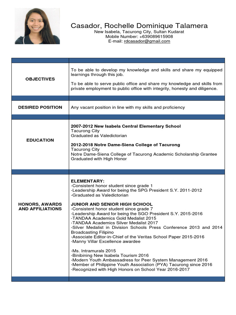 Sample Resume For Job Application | PDF