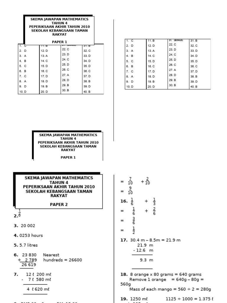 Skema Jawapan Final Exam | PDF | Volume | Notation