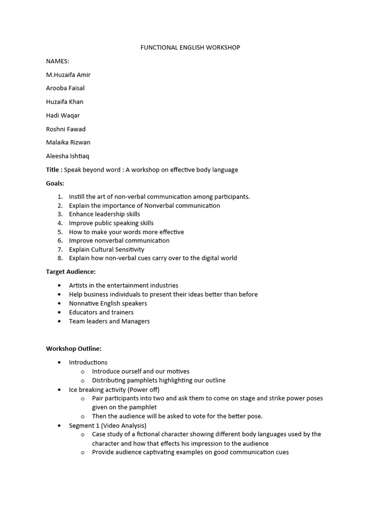 Effective Body Language Workshop | PDF | Communication | Nonverbal ...