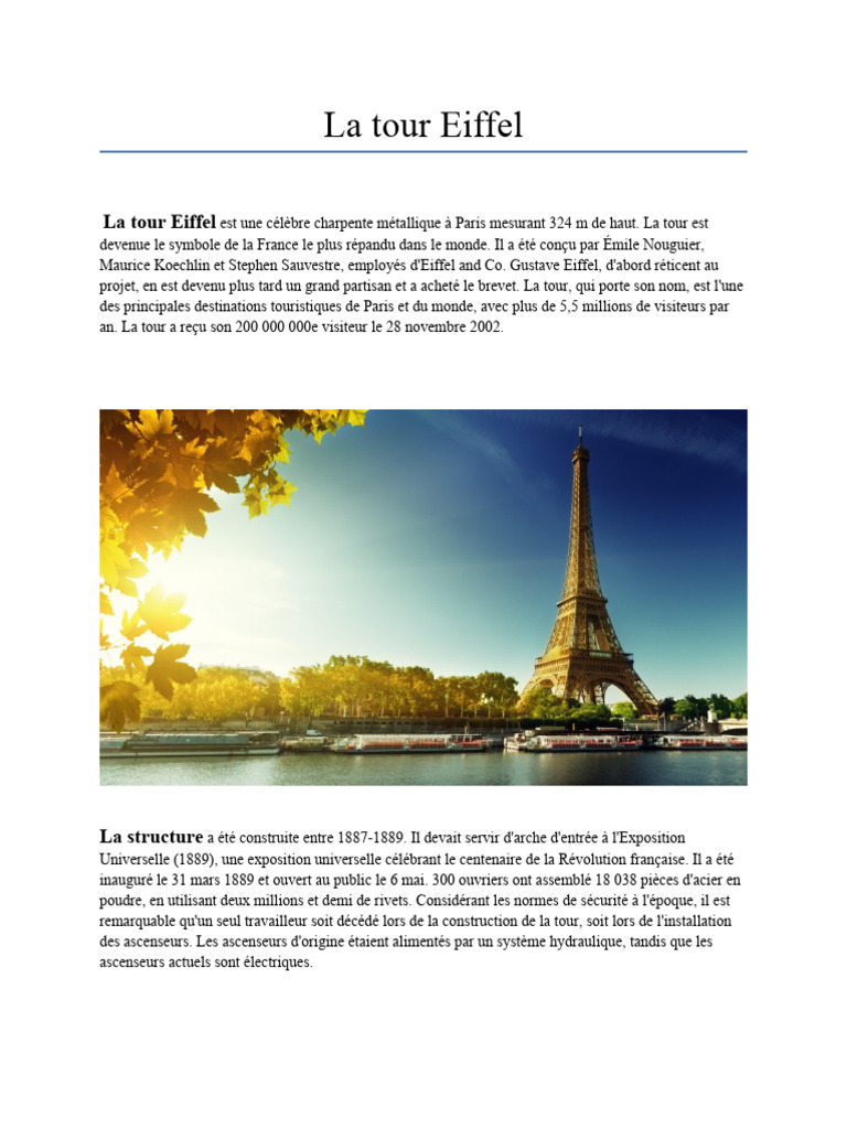 La Tour Eiffel : Symbole de Paris | PDF