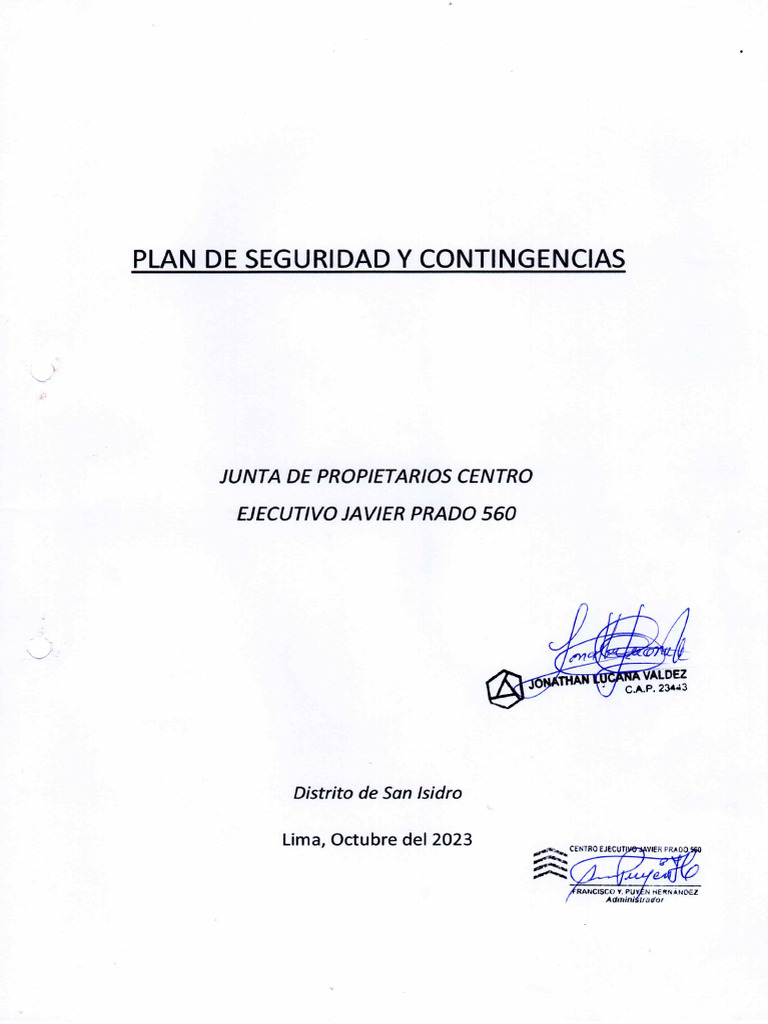 Plan de Seguridad y Contingencias 2023 | PDF