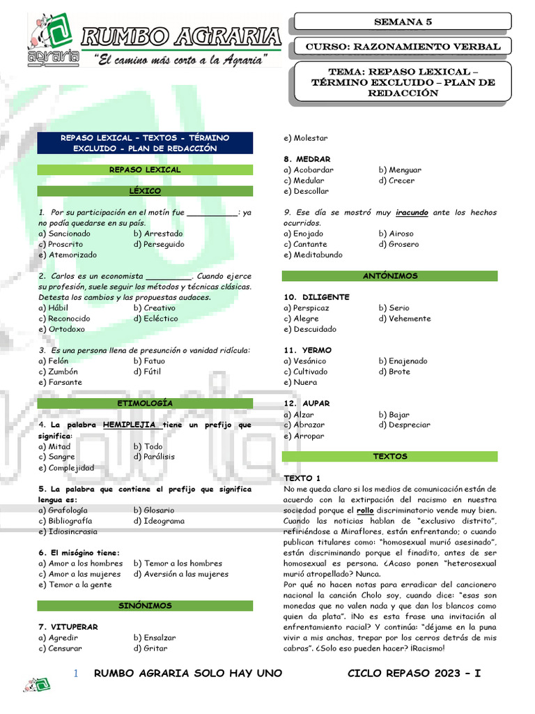 Repaso lexical termino excluido plan de redaccion pdf