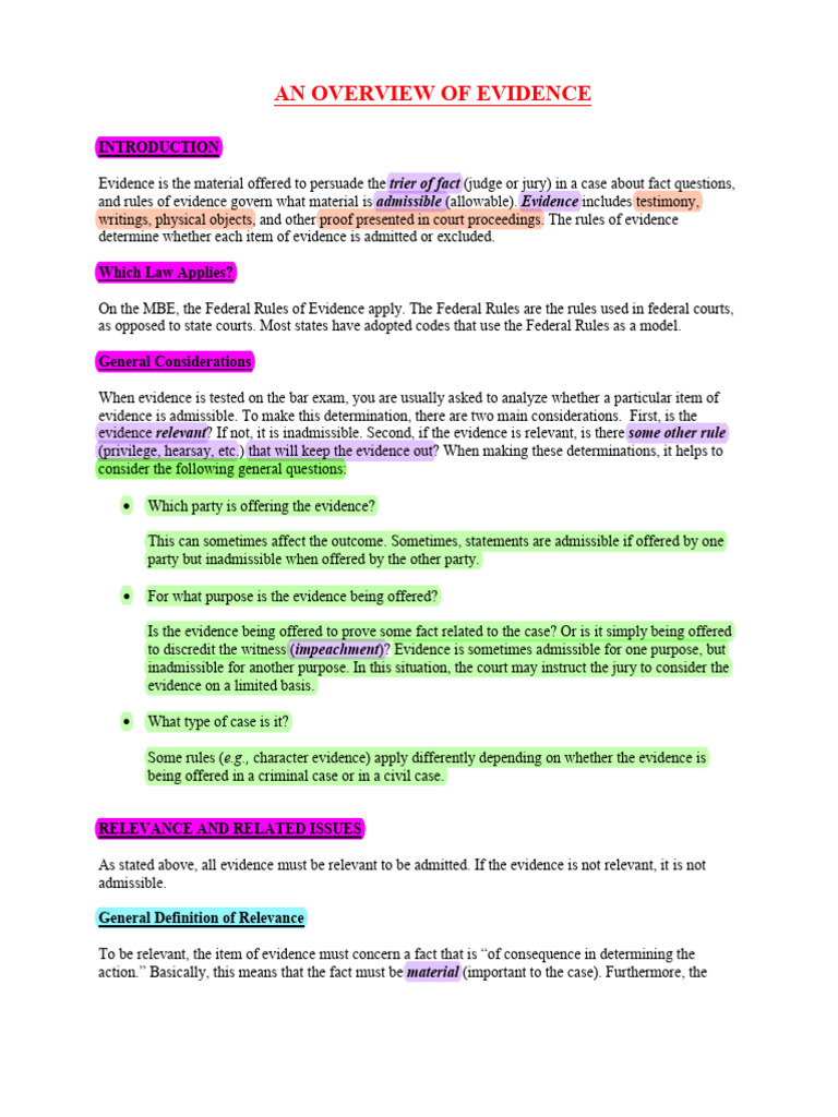 Evidence PDF Evidence (Law) Witness Impeachment