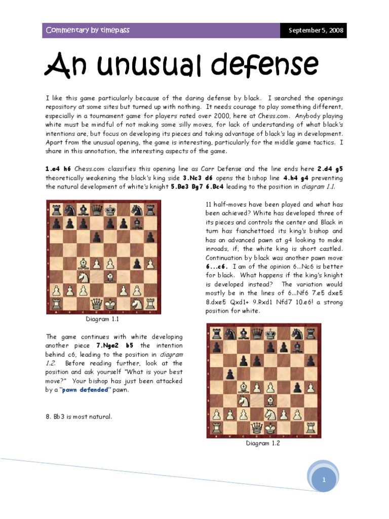 An Unusual Defense PDF Chess Openings Competitive Games