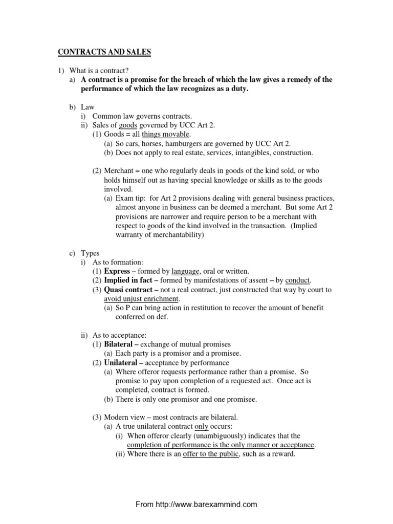 Understanding Contracts and Sales Law | PDF | Offer And Acceptance ...