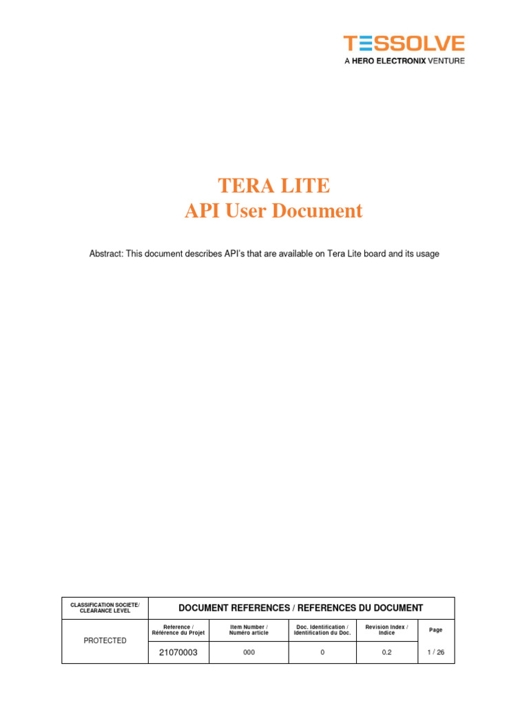 TERA Lite API User Guide v0.2 | PDF