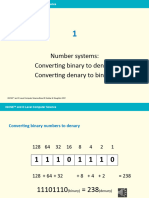 1 Number Systems - Converting Binary To Denary Converting Denary To Binary