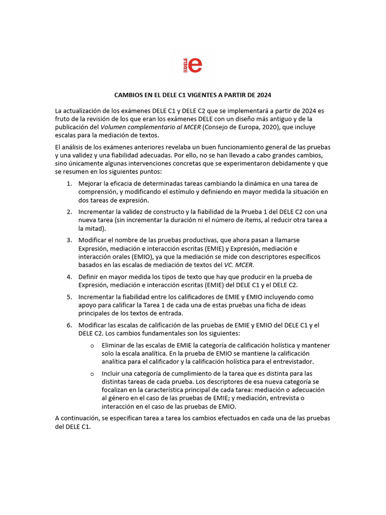 Cambios en El Dele c1 A Partir de 2024 - 0 | PDF