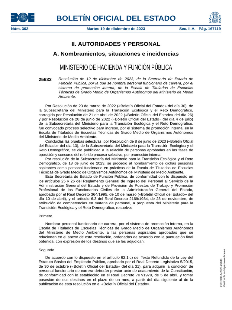 Boe A 2023 25633 | PDF | Ministerio (Departamento de Gobierno) | Estado ...