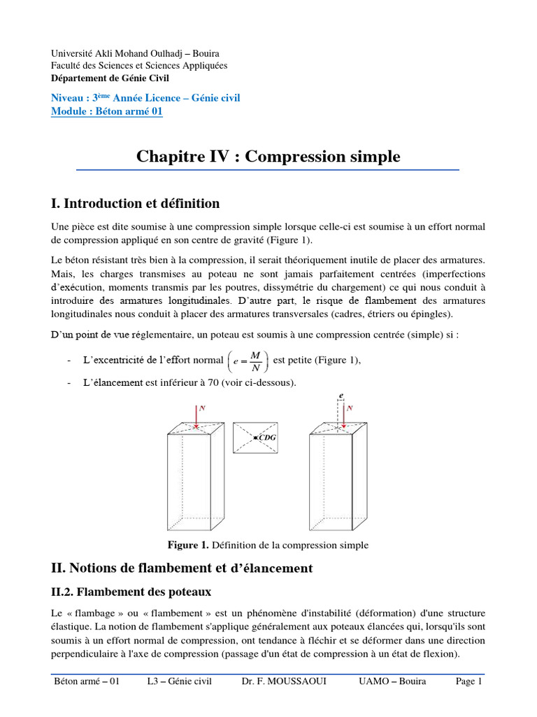 Compression Simple en Béton Armé | PDF | Flambage | Béton armé