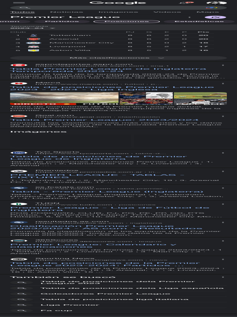 Tabla de Premier League - Buscar Con Google | PDF | Liga Premier