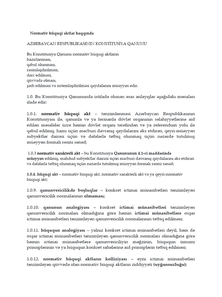 Normativ Hüquqi Akt | PDF