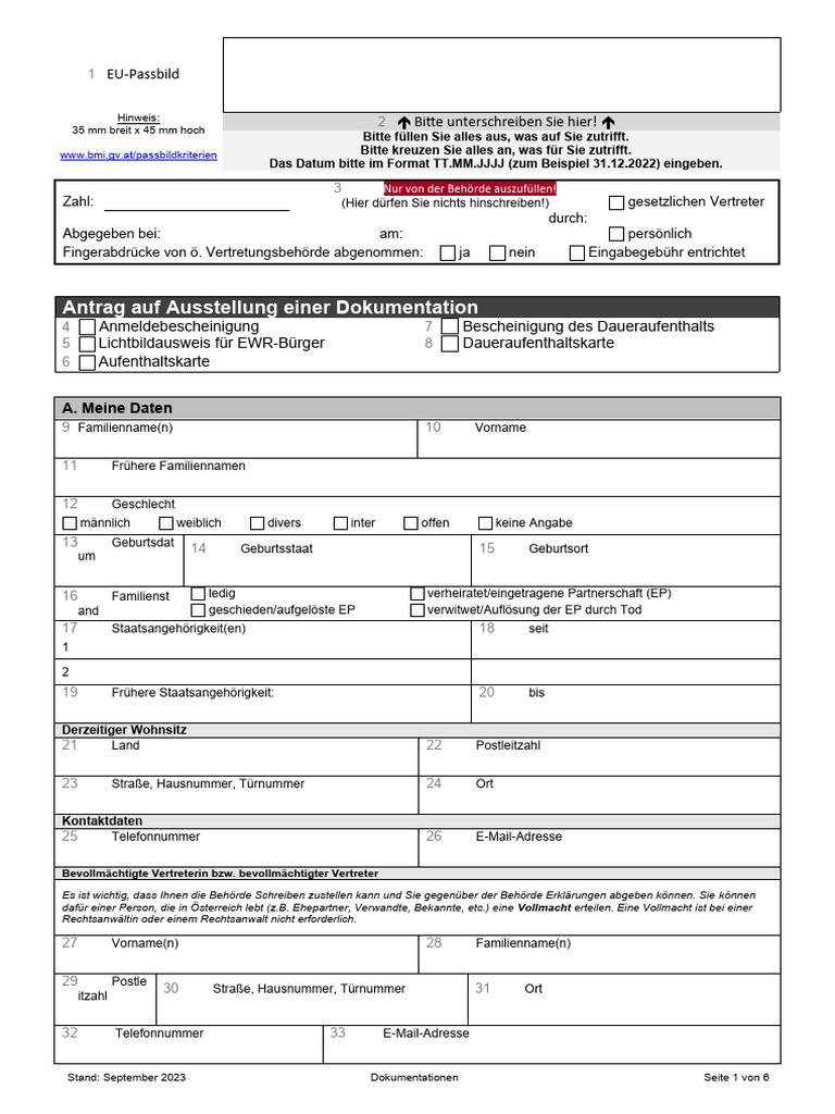 A Antragsformular Dokumentationen Fuer EWR-Buerger Schweizer Und ...