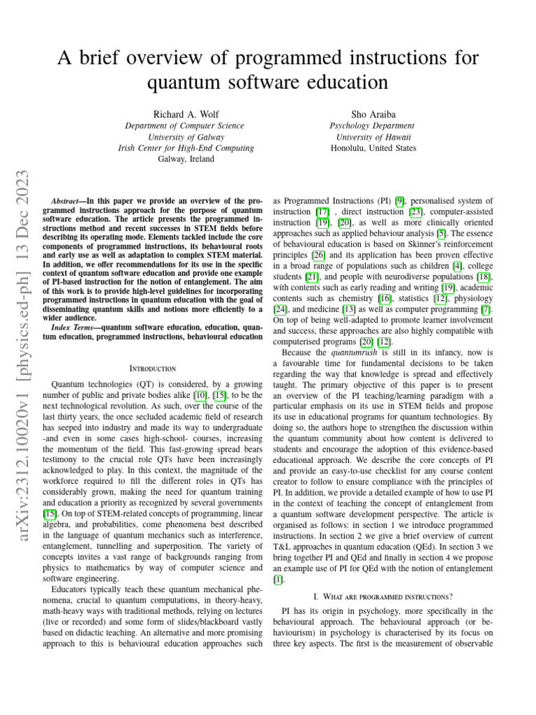 Overview of Programmed Instructions For Quantum Education 1703012274 ...