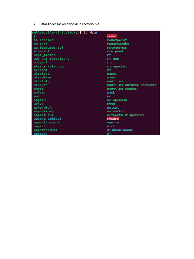 Listado de archivos en directorios Linux | PDF