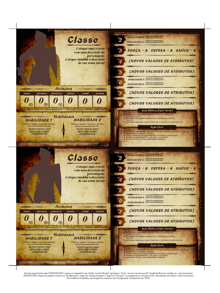 FTQ Cartas Personagens Template Editavel | PDF