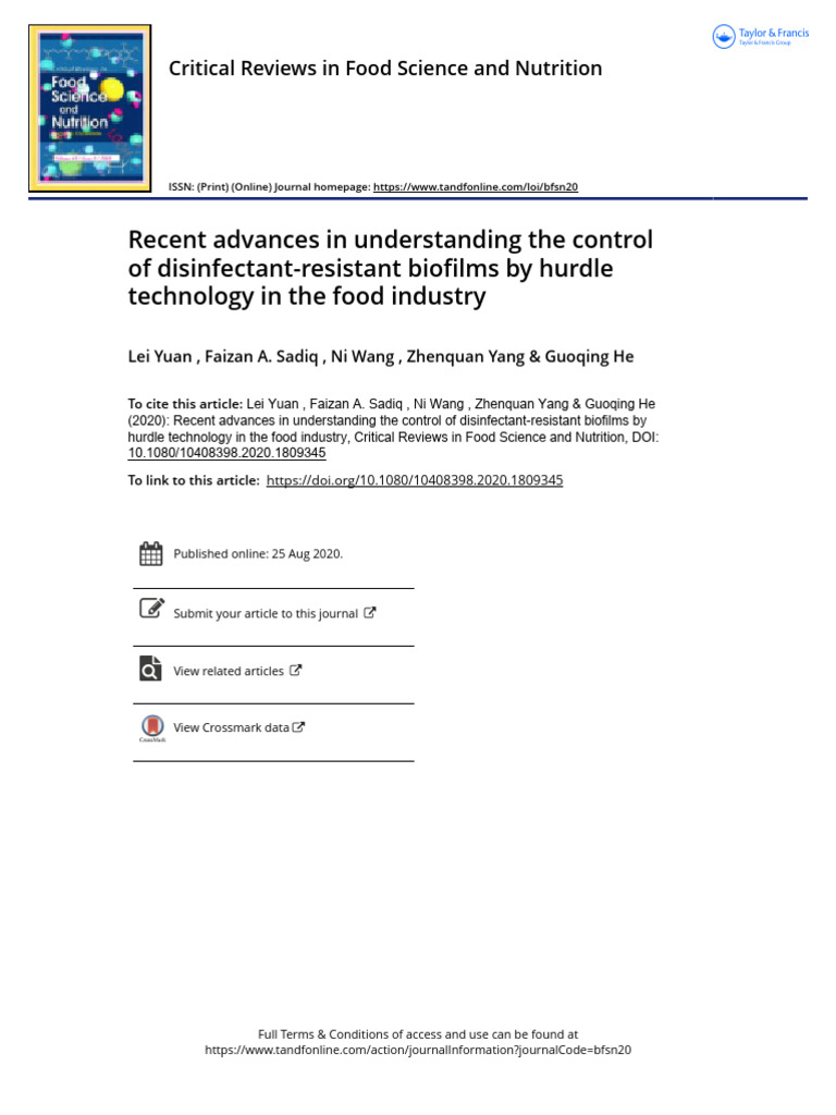 Recent Advances in Understanding The Control of DisinfectantResistant