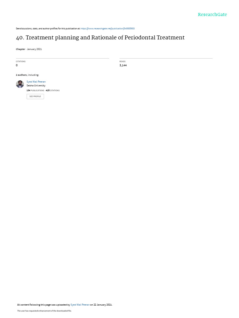 Treatment Planning and Rationale of Periodontal Treatment | PDF ...